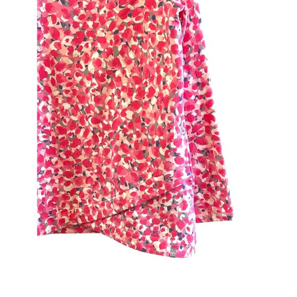 T By Talbots Pink Watercolor Print Zip Neck Long Sleeve Pull Over Sweatshirt EUC - Picture 2 of 6